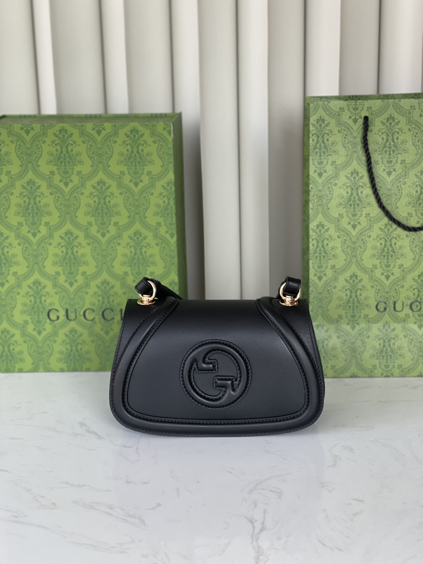 Gucci Blondie collection Mini backpack black glossy leather